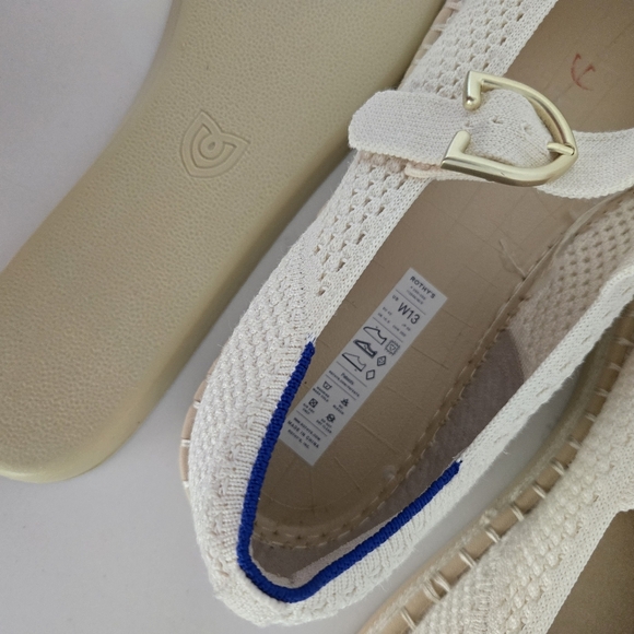 NWOT Rothy's The Espadrille Mary Jane in Jasmine Cream Ivory Flat Size 13 - Picture 5 of 10
